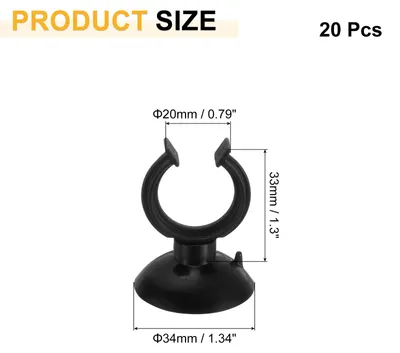 Produktbild von 20 Stš¹ck Aquarium Saugnapf Clips, 20mm Luftschlauchhalter Klemmen Saugnapfhalter Saugnapf fš¹r ID Luftschlauch Tank, Schwarz