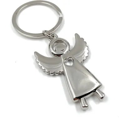 Produktbild von Onwomania - "Engel Herz Hohl Schlüsselanhänger - Metall Glücksbringer ideal als Geschenk z.B. für den besten Freund, die beste Freundin, Mama