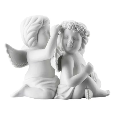 Image de Rosenthal Couple d'anges avec couronne de fleurs Ange grand blanc mat 69056-000102-90529