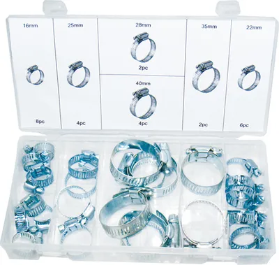 Produktbild von Universal Profi INOX Schlauchklemmen-Sortiment für Flüssigkeit Schläuche 26-tlg.