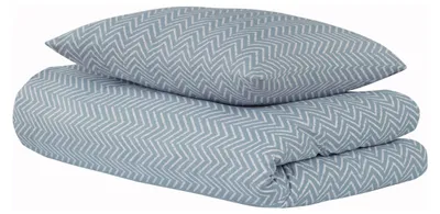 Produktbild von uncover by SCHIESSER Bettwäscheset Grebur | Renforcé | 2-teilig | 100% Baumwolle | Zickzack-Design | Weich und glatt | Verdeckter YKK-Reißverschluss | 135x200 cm | Hellblau