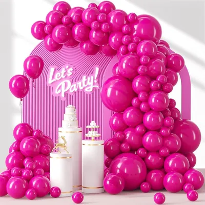 Image de Guirlande de ballons roses, 129 ballons en latex pour les anniversaires et les mariages