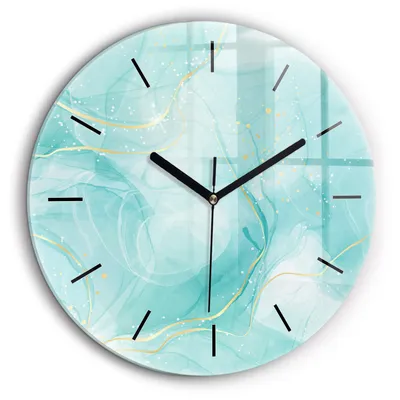 Produktbild von Wallfluent Große Wanduhr – Stilles Quarzuhrwerk - Uhr Dekoration Wohnzimmer Schlafzimmer Küche - Zifferblatt mit Striche - schwarze Zeiger - 60 cm - Abstrakter Marmor