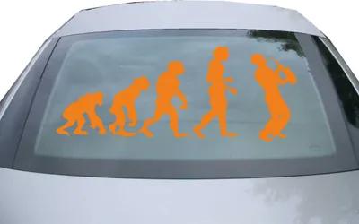 Produktbild von Indigos UG - Aufkleber Heckscheibe & Motorklappe DE7054 - orange - 600x236 mm - Evolution Trompetenspieler - Auto Scheiben Fenster Heckklappe Tuning Racing JDM - Die cut