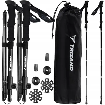 Obrázok produktu pre 2 skladacie turistické palice vhodné na nordic walking, nastaviteľná dĺžka 110-130 cm, rukoväte z materiálu EVA