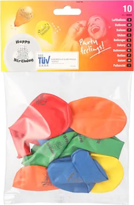 Produktbild von PAPSTAR Luftballons "Happy Birthday" farbig sortiert