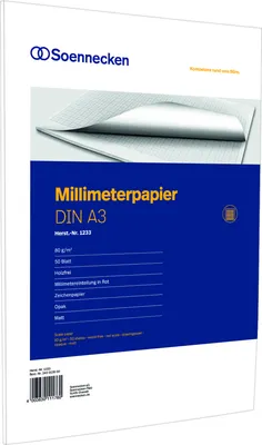 Image de Soennecken Millimeterblock 1233 DIN A3 Bücherpapier 50Blatt rot