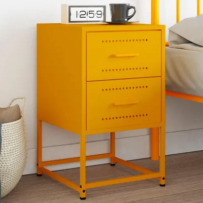 Immagine prodotto di vidaXL Comodino giallo senape 36x39x60,5 cm acciaio