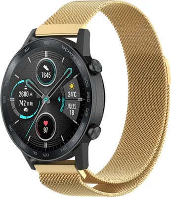 Produktbild von Strap-it Milanese - Kompatibel mit Honor Magic Watch 2 Armband 46mm Ersatzarmband Edelstahl Smartwatch Hochwertiges Material Magnetische verschluss für Armband Gold