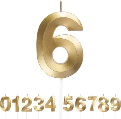 Geburtstagskerzen, goldene Glitzerkerzen, 6 Stück, 13,5 x 4,6 x 1 cm