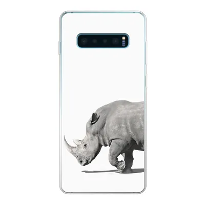 Produktbild von MuchoWow® Handyhülle Schutzhülle Hülle für Samsung Galaxy S10 Plus Rhinozeros - Tiere - Weiß Silikon Softcase Handy Hülle - Schutzhülle