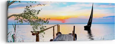 Produktbild von Bild auf Leinwand - Leinwandbild - Brücke See - 90x30cm - Wand Bild - Wanddeko - Wandbilder - Leinwanddruck - Bilder - Kunstdruck - Wanddekoration - Leinwand bilder - Wandkunst - AB90x30-4115