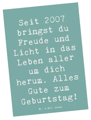 Produktbild von Mr. & Mrs. Panda Postkarte Spruch 2007 Geburtstag - Meeresbrise - Geschenk, Handgefertigte Geschenke, bildkarte, Happy Birthday, Ansichtskarten, Ansichtskarte, Postkarten