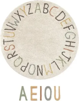 Immagine prodotto di Tappeto ABECADŁO COLOR per bambini Ø120 cm beige con lettere didascaliche