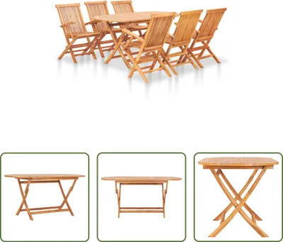 Produktbild von The Living Store 7-tlg. Garten-Essgruppe Klappbar Massivholz Teak