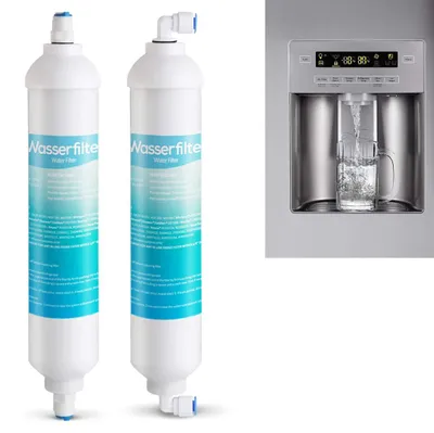 Wasserfilterpatrone 2er-Pack, externer Kühlschrankfilter, universell