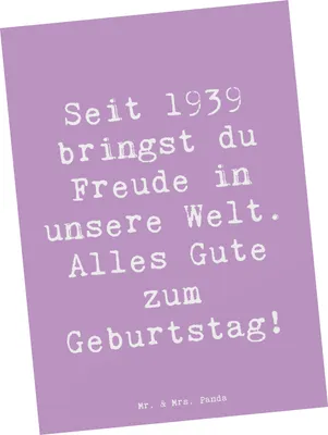Produktbild von Mr. & Mrs. Panda Postkarte Spruch 1939 Geburtstag Freude - Lavendeltraum - Geschenk, bildkarte, Happy Birthday, Erinnerungen, Alles Gute zum, Ansichtskarte, Glückwunsch