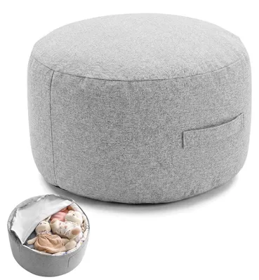 Produktbild von Sitzsack Kuscheltieraufbewahrung Grau, Hocker mit Reißverschluss