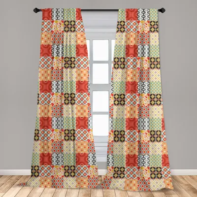 Immagine prodotto di Abakuhaus, tende per finestre, motivo astratto vintage, set di 2 pannelli, 150 x 175 cm