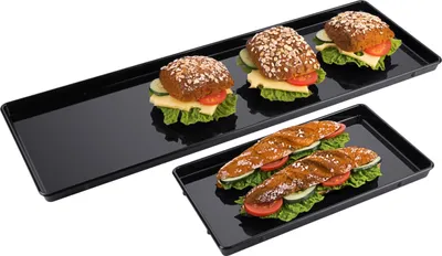 Produktbild von Auslageplatte, Auslagetablett, Kunststoff, schwarz, 29-58 cm Länge wählbar : 40cm Variante: 40cm