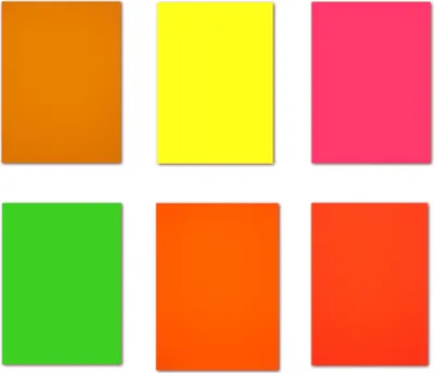 Produktbild von 5x6 Blatt Buntpapier DIN A4 NEON Farben Orange, Gelb, Magenta, Grün, Intensivorange, Rot (LCP-117)
