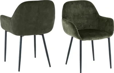 Produktbild von SIT Möbel 2er-Set Samt-Armlehnstuhl | ausgestellte Armlehnen | Bezug Samt grün | Beine Metall schwarz | B 48 x T 57 x H 84 cm | 02405-32 | Serie STUHL