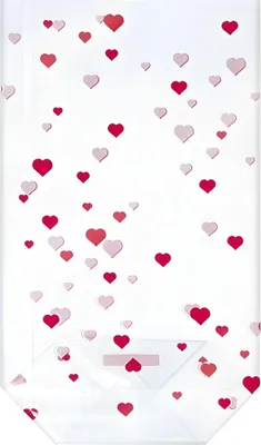 Produktbild von HEYDA 203089240 Bodenbeutel Herzen 115 x 190 mm klar mit roten Herzen
