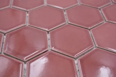 Produktbild von Handmuster Keramik Mosaik Hexagon Bordüreauxrot glänzend Mosaikfliese Wand Fliesenspiegel Küche Bad MOS11H-0901_m