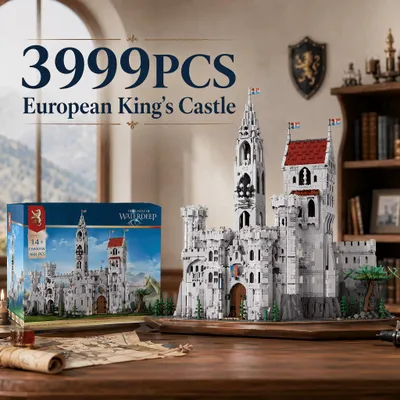 Produktbild von BlockBuddie™ 3999-teiliges Königsschloss Mittelalterliches Bauklötzchen-Set Klemmbaustein Modular Bausteine Architektur Spielzeug Geschenk