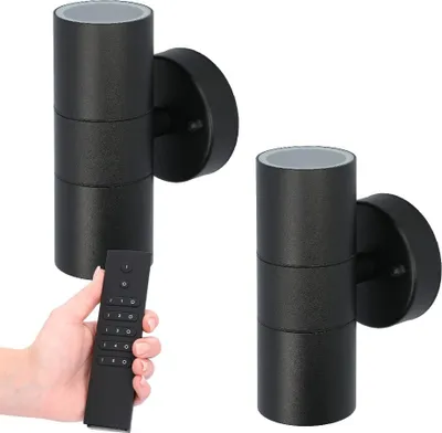 Image de HOFTRONIC - Applique murale LED 8W 2700K GU10 IP44 Noir dimmable lot 2
