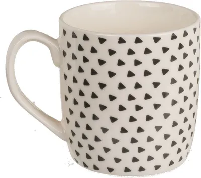 Produktbild von Kaffeetasse ca. 8,6 x 9,2cm in Schwarz/Weiß mit Herz- oder Strichmotiv