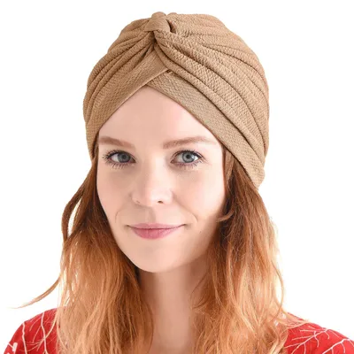 Immagine prodotto di CHARM, turbante unisex in stile boho, in tessuto crepe, color beige
