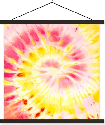 Produktbild von MuchoWow® Textilposter Krawattenfärbung - Gelb - Rosa 40x40 cm mit schwarzem Rahmen - Fotos