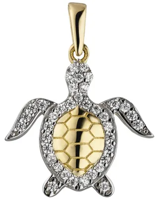 Produktbild von Anhänger Schildkröte 38 Zirkonia 333 Gold Gelbgold teilrhodiniert 17,5x16,4mm