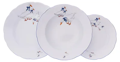 Produktbild von Tellersatz, Karlsbader Porzellan Leander Meadows, Mary-Anne, Gänse, 18 Stück