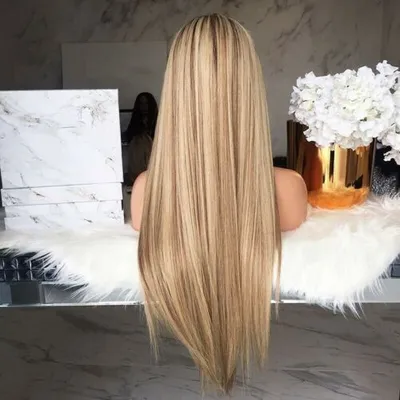 Produktbild von Dámy rovné blond dlouhé vlasy paruka rovné paruky Cosplay paruka 65cm