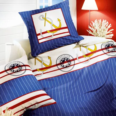 Produktbild von Kaeppel Mako-Satin Bettwäsche Anker marine 135x200 cm + 80x80 cm
