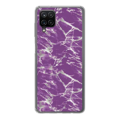 Produktbild von MuchoWow® Handyhülle Schutzhülle Hülle für Samsung Galaxy A12 Violett - Weiß - Marmor - Muster Silikon Softcase Handy Hülle - Bild