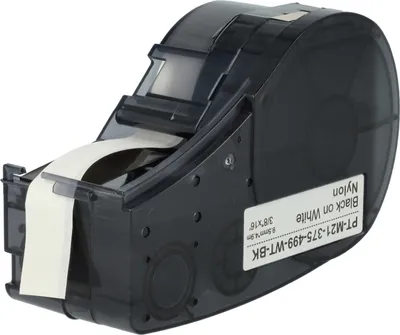 Produktbild von vhbw Schriftband-Kassette Ersatz für Brady M21-375-499 für Etiketten-Drucker 4,88m x 9,53mm Schwarz auf Weiß, Nylon Cloth Polyamid
