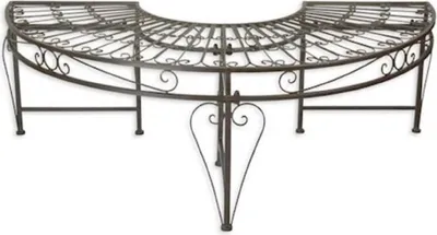 Produktbild von Casa Padrino Jugendstil Gartenbank Braun 135 x 67 x H. 45,5 cm - Halbrunde Garten Sitzbank - Metall Baumbank - Barock & Jugendstil Garten Möbel