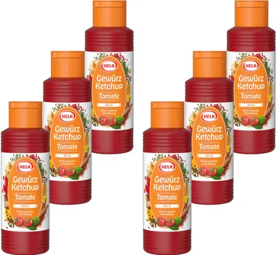 Produktbild von 6x 300 ml Hela Ketchup Tomate mild Gewürzketchup Flasche Ketchupflasche