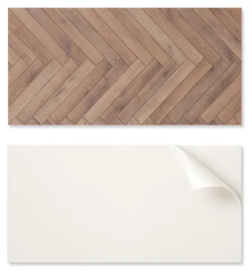 Image de Sol stratifié adhésif en vinyle, motif chevrons, dimensions 120 x 60 cm