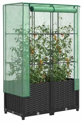 Image de Jardinère surélevée imitation rotin, dimensions 80 x 40 x 138 cm
