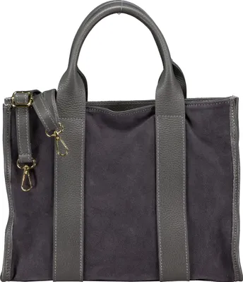 Produktbild von Hausfelder Manufaktur Handtasche Velours Grau 24.5