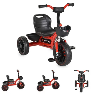 Produktbild von Byox Dreirad Hunter EVA-Reifen, verstellbarer Sitz, Korb, ergonomische Griffe rot
