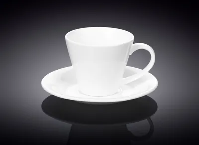 Zdjęcie produktu dla Zestaw dwóch filiżanek Wilmax o pojemności 180 ml, wraz z podstawkami, w białym kolorze, wykonanych z porcelany