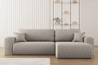 Produktbild von Ecksofa mit Schlaffunktion und Stauraum für Bettzeug, L-förmiges Sofa,Capri Stoff Verita Rechts Warmbeige