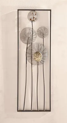 Produktbild von 3D Wandbild "Flowers" aus Metall in Rost-Optik & gold, 30x90 cm, Wandschmuck, Wanddeko, Metallbild