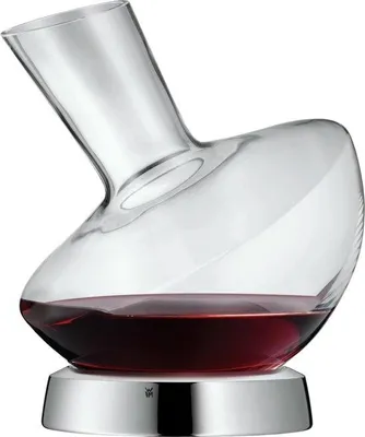 Image de Carafe à vin 0,75 l en verre avec socle en acier inoxydable, décanteur à vin rouge