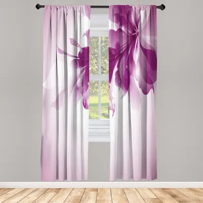Produktbild von ABAKUHAUS Abstrakt Vorhänge 2 Panel Set für Wohnzimmer Schlafzimmer Nachbildung, Color Gradient Effekt İsoliert Blütenblatt Stem Forms Digital Grafik, 150 cm x 245 cm, Lila Blush